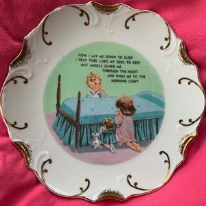 A Set of 18KGold Trim Vintage Bedtime Prayer Plate